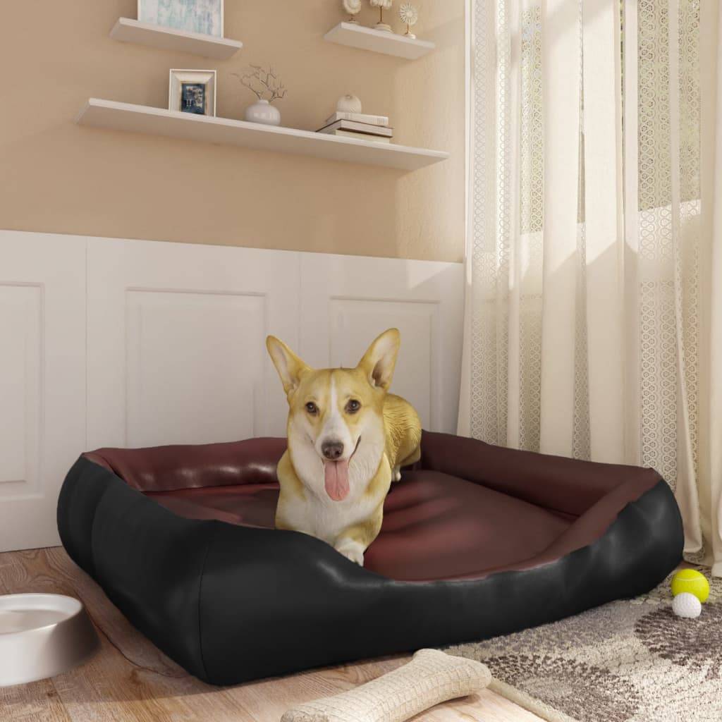 Vidaxl - Lit pour chien Noir et marron 80x68x23 cm Similicuir vidaXL 171241 - Imagen 1