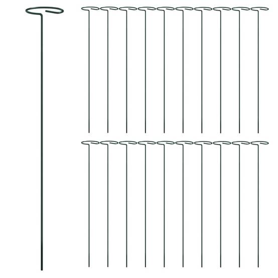 20 pcs Piquets de Fixation - Piquets de sol pour plantes de jardin vert foncé 40 cm acier - Image 3