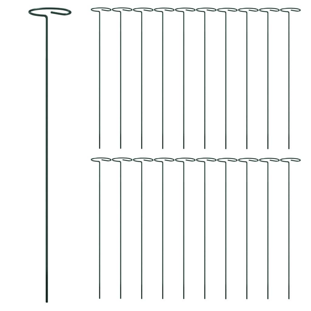 20 pcs Piquets de Fixation - Piquets de sol pour plantes de jardin vert foncé 40 cm acier - Image 3