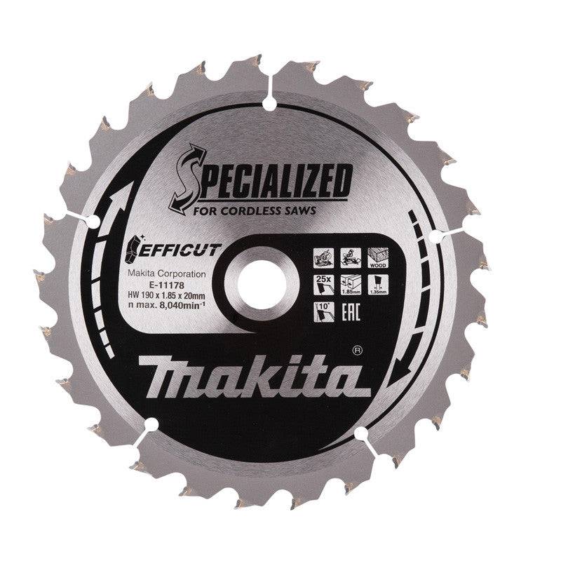 Makita - Lame de scie circulaire MAKITA E-11178 , T.C.T Efficut, 190 x 20 mm, 25 dents, pour bois Makita - Imagen 1