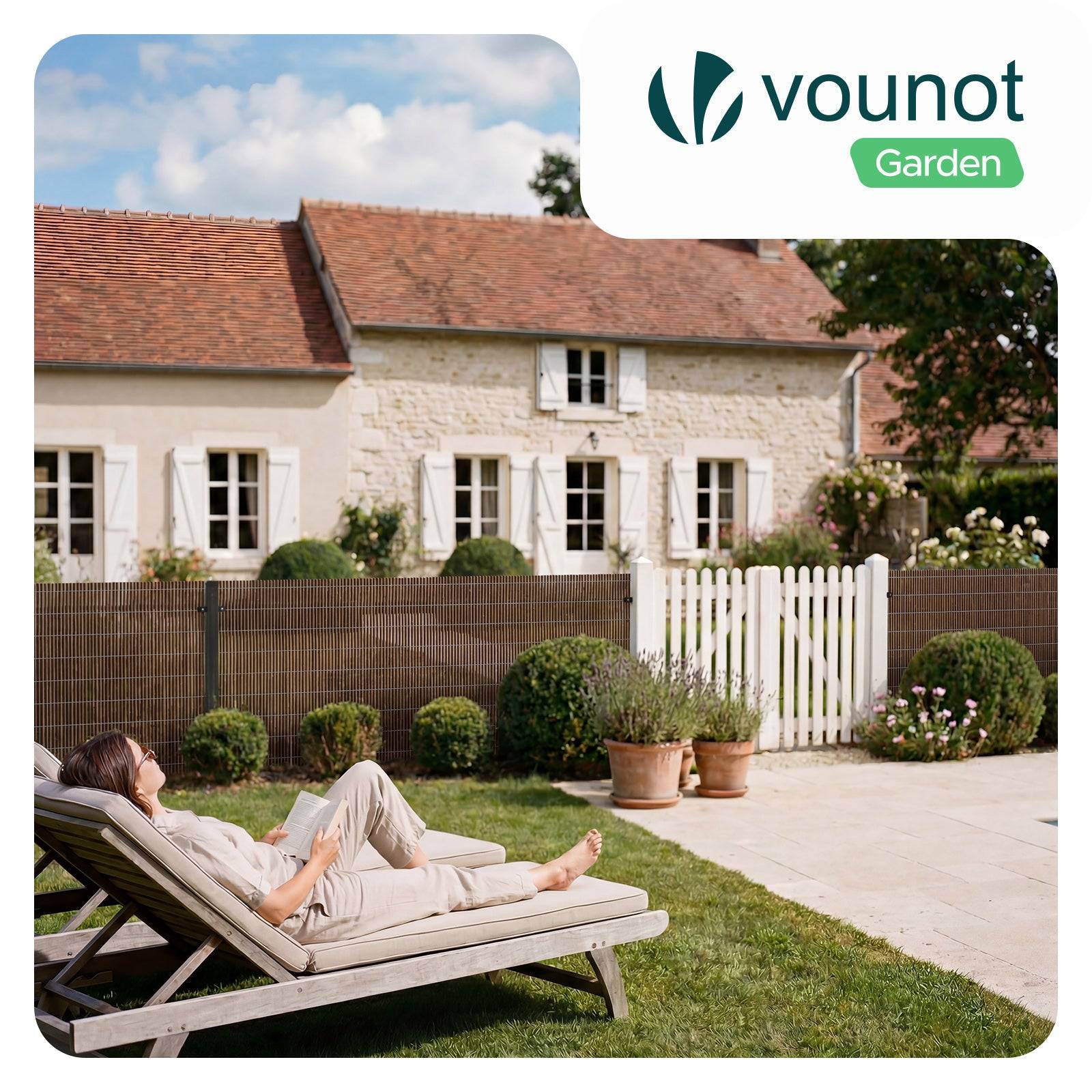 Vounot - Clôture en canisse PVC 100x300cm imitation osier marron - Image 2