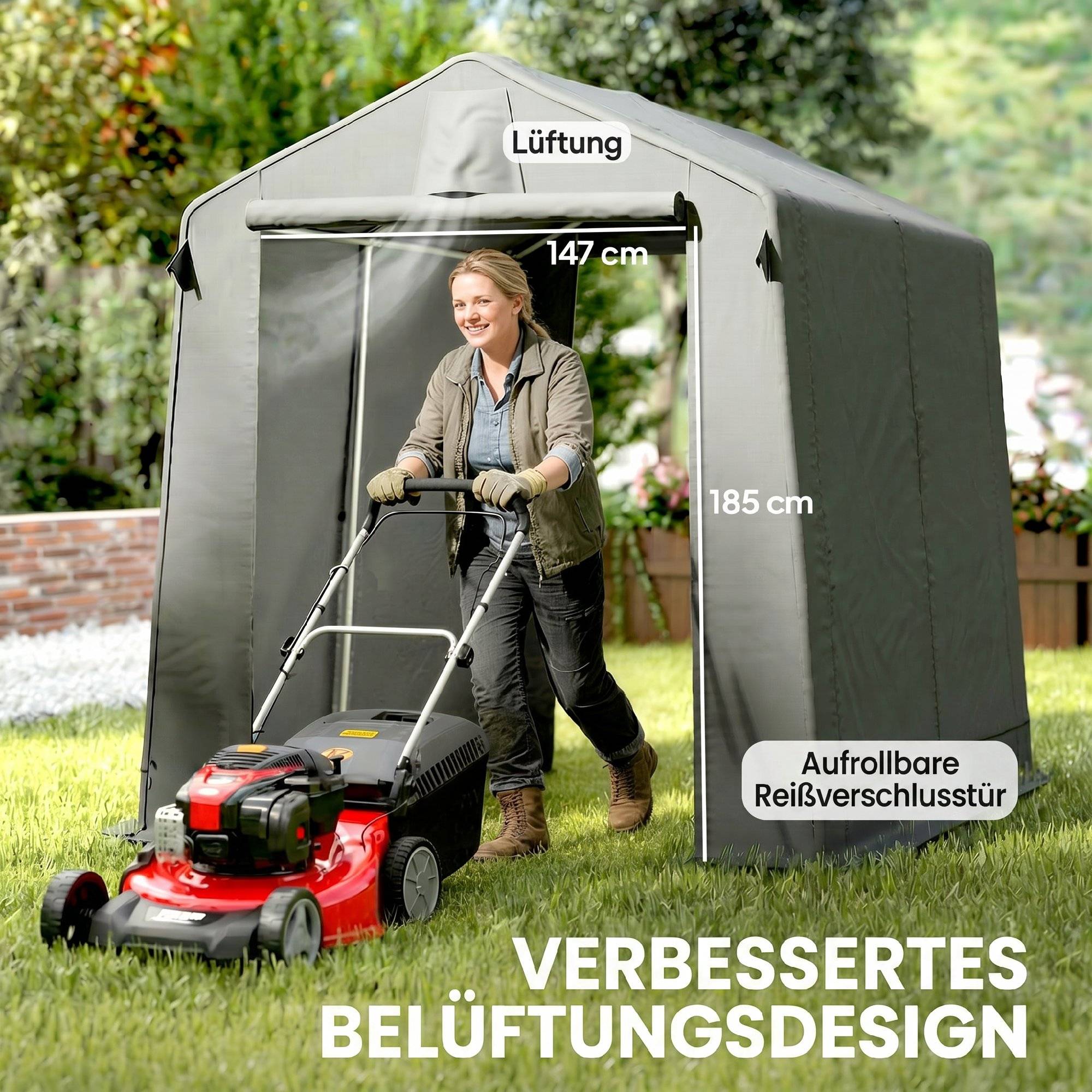 Abri de jardin acier galvanisé et polyester gris foncé 230 x 190 x 220 cm - PANGIVO - Image 8