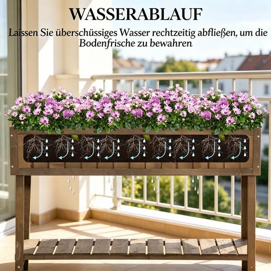 ComfortXL - Carré potager surélevé en bois de sapin pour jardinage debout avec étagère 110 x 56 x 76 cm - ComfortXL Outdoor Living - Image 4