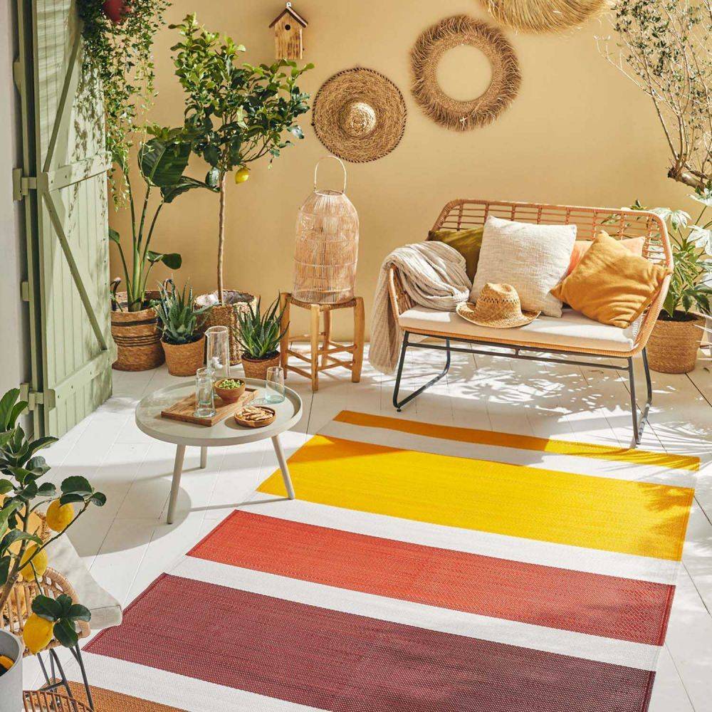 Jardindeco - Tapis extérieur en polypropylène Spargi 1744 orange 150 x 220 cm - Imagen 3