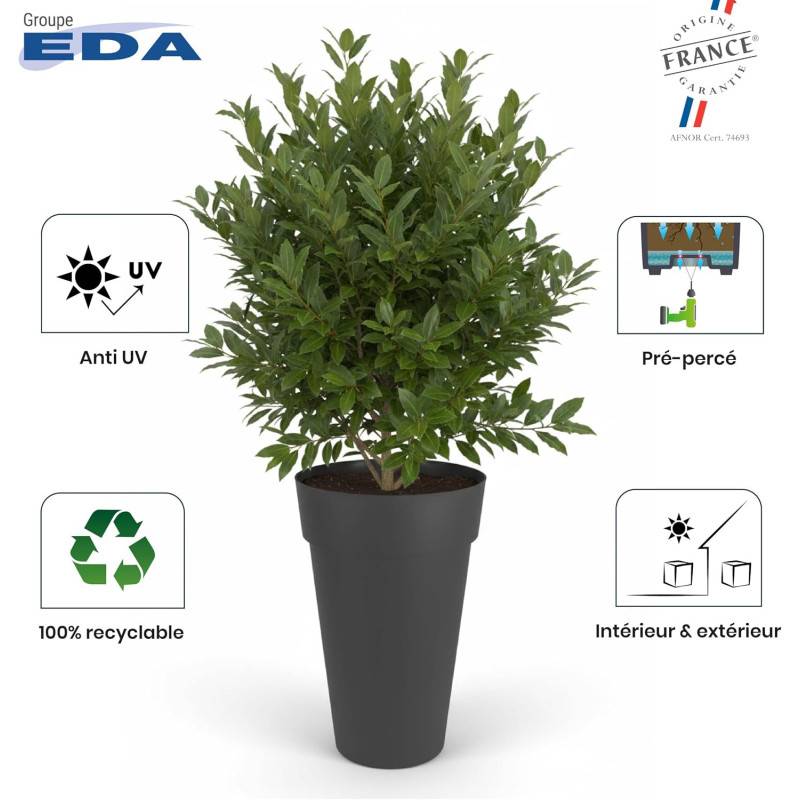 EDA Plastiques - Eda Vase Toscane Xxl - O 48 X H 80 Cm - 90 L - Gris Anthracite - Imagen 6