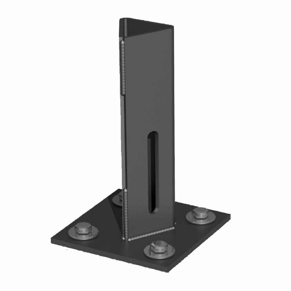 Centrale Brico - Platine piquet acier galvanisé plastifié à visser gris, H.15.5 cm Centrale Brico