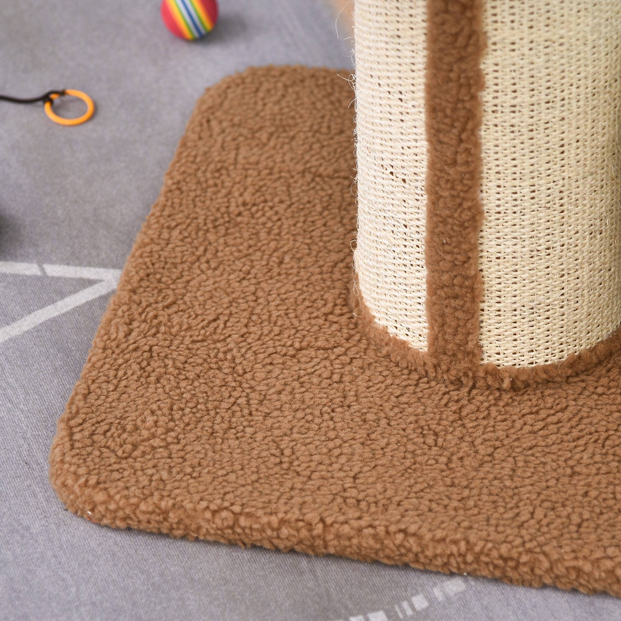 Arbre à chat PawHut 91 cm, poteaux sisal, plateforme, coussins, multi-niveaux, pour chats moyens, brun clair - Image 10