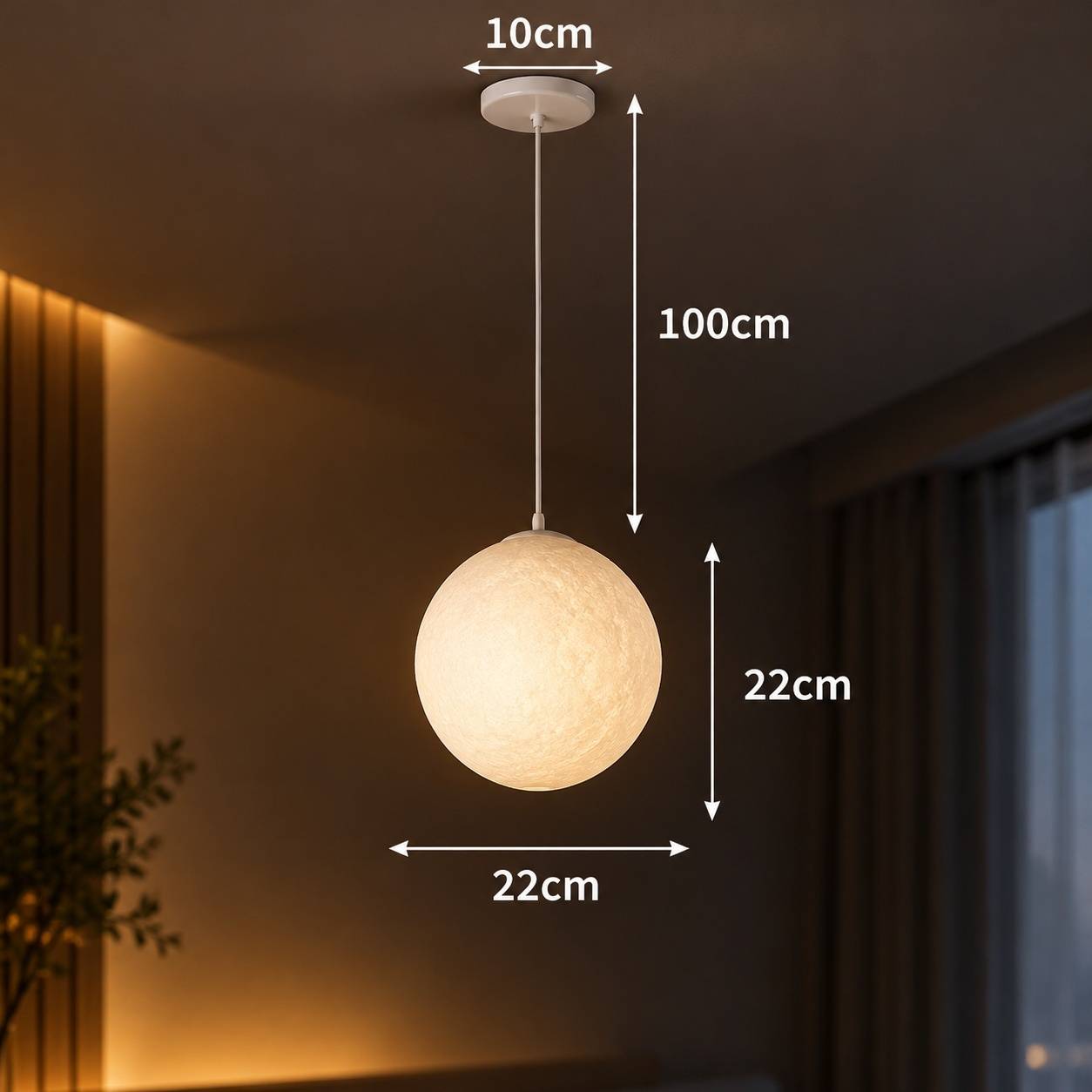 Suspension Plafond Luminaire Lune 3D Abat-jour pour Salon Chambre - Image 5