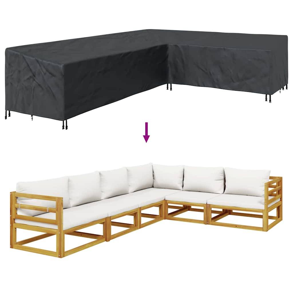 Grande Housse Salon de Jardin d'Angle Tissu Oxford 210D Imperméable Noir 330x255x80 cm – ComfortXL Outdoor Living - Image 5
