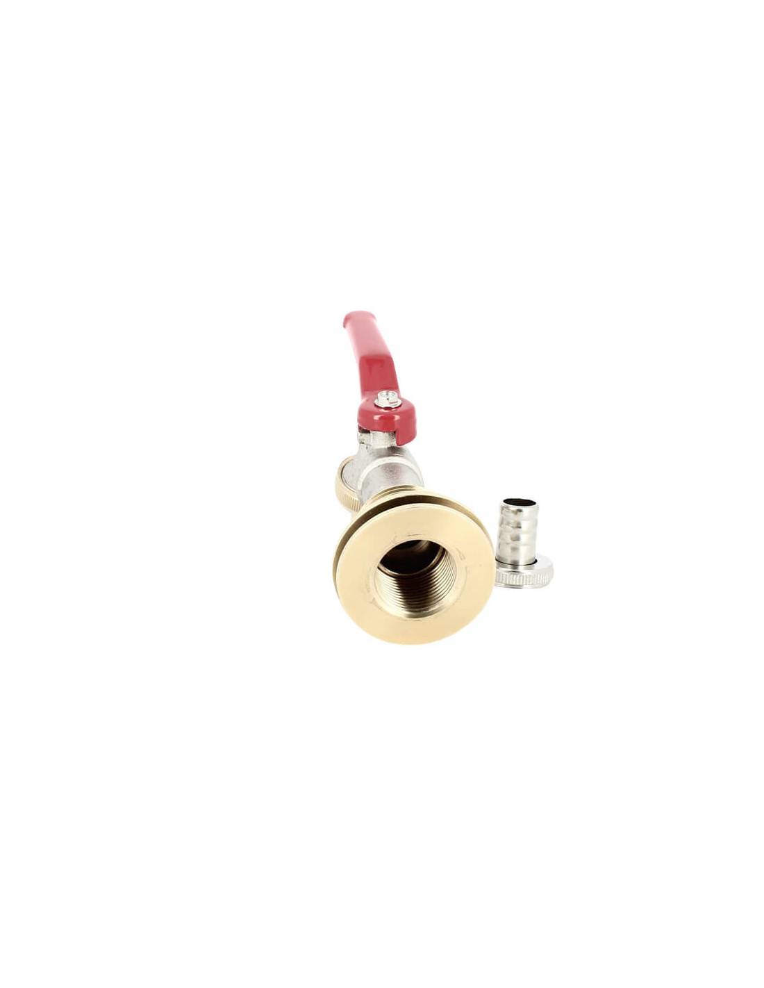 Passe paroi laiton mâle 1'' - femelle 3/4'' avec robinet ECO + nez 20x27 - Imagen 3