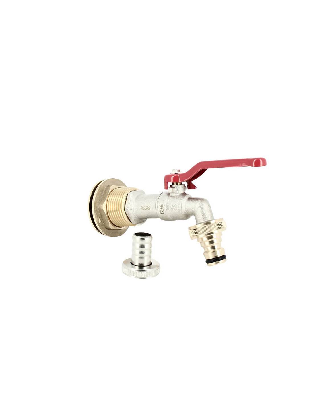 Passe paroi laiton mâle 1'' - femelle 3/4'' avec robinet ECO + nez 20x27 - Imagen 4