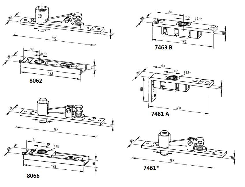 Pivot du haut 8066 complet pour porte double action acier/bois/aluminium - DORMA - 46300006 - Image 1