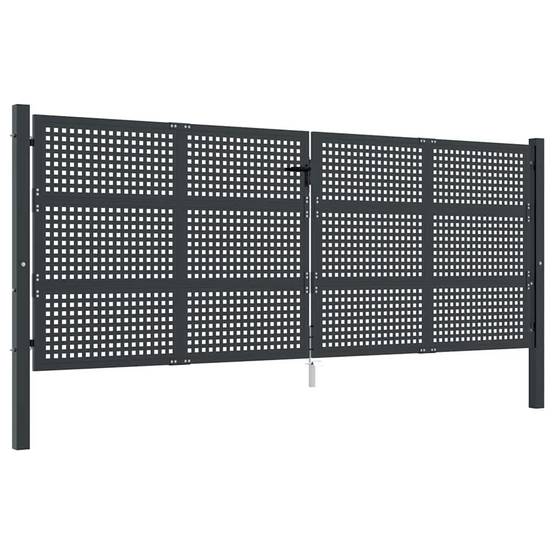 Portail jardin acier treillis soudé extérieur accès 400x125cm anthracite - ComfortXL Outdoor Living - Image 2