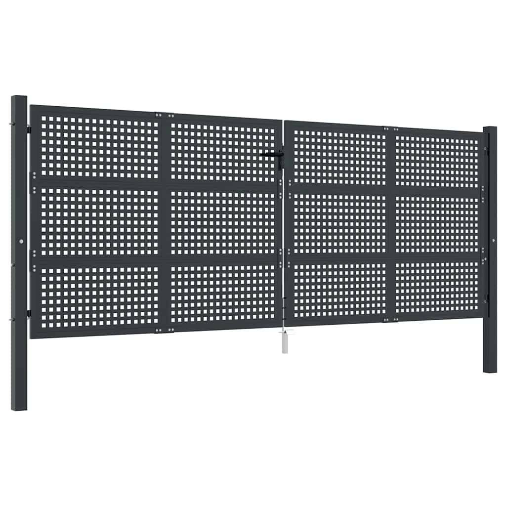 Portail jardin acier treillis soudé extérieur accès 400x125cm anthracite - ComfortXL Outdoor Living - Image 2