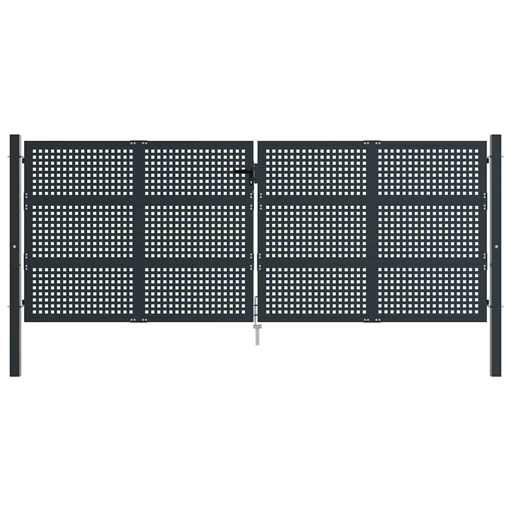 Portail jardin acier treillis soudé extérieur accès 400x125cm anthracite - ComfortXL Outdoor Living - Image 3