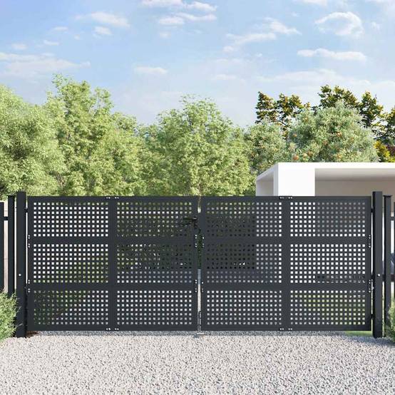 Portail jardin acier treillis soudé extérieur accès 400x125cm anthracite - ComfortXL Outdoor Living - Image 1
