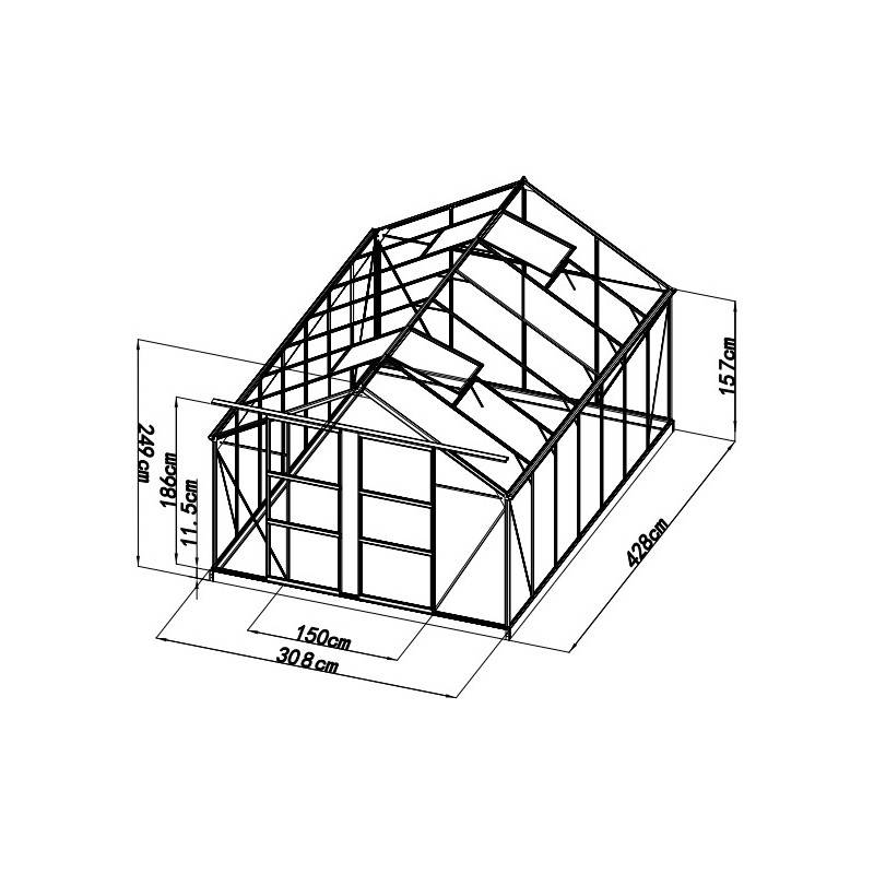 Serre de jardin 13,2m² polycarbonate 4mm avec embase aluminium Green Protect verte - Image 6