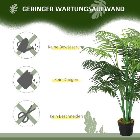 Palmier artificiel plastique pot ciment salon balcon feuilles ajustables 125cm vert - ComfortXL Outdoor Living - Image 7