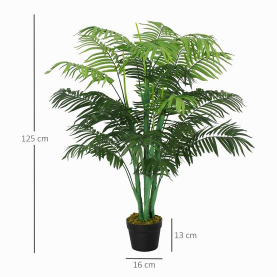 Palmier artificiel plastique pot ciment salon balcon feuilles ajustables 125cm vert - ComfortXL Outdoor Living - Image 4