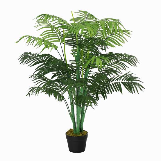 Palmier artificiel plastique pot ciment salon balcon feuilles ajustables 125cm vert - ComfortXL Outdoor Living - Image 1