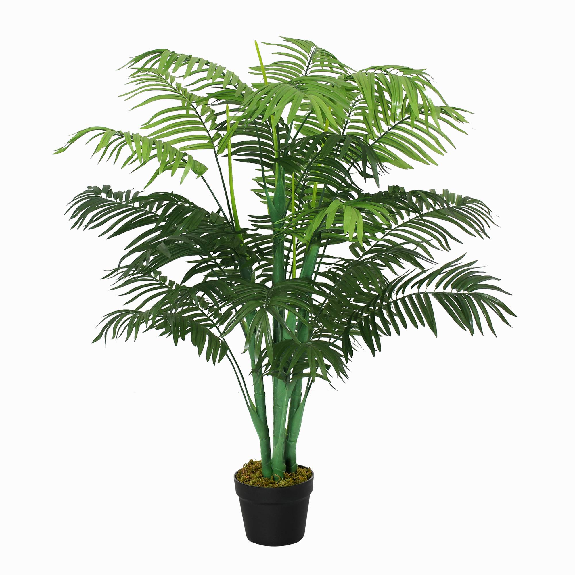 Palmier artificiel plastique pot ciment salon balcon feuilles ajustables 125cm vert - ComfortXL Outdoor Living - Image 1