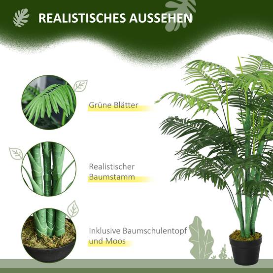 Palmier artificiel plastique pot ciment salon balcon feuilles ajustables 125cm vert - ComfortXL Outdoor Living - Image 6