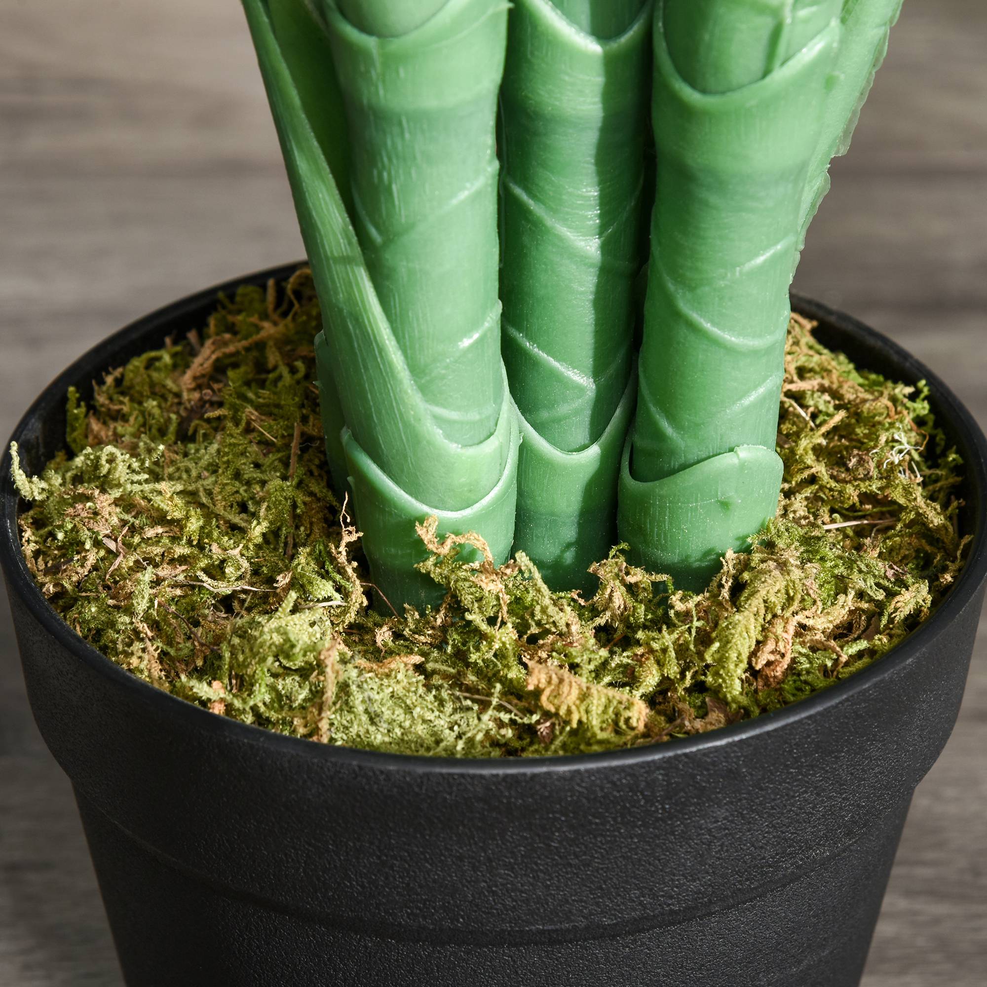 Palmier artificiel plastique pot ciment salon balcon feuilles ajustables 125cm vert - ComfortXL Outdoor Living - Image 9