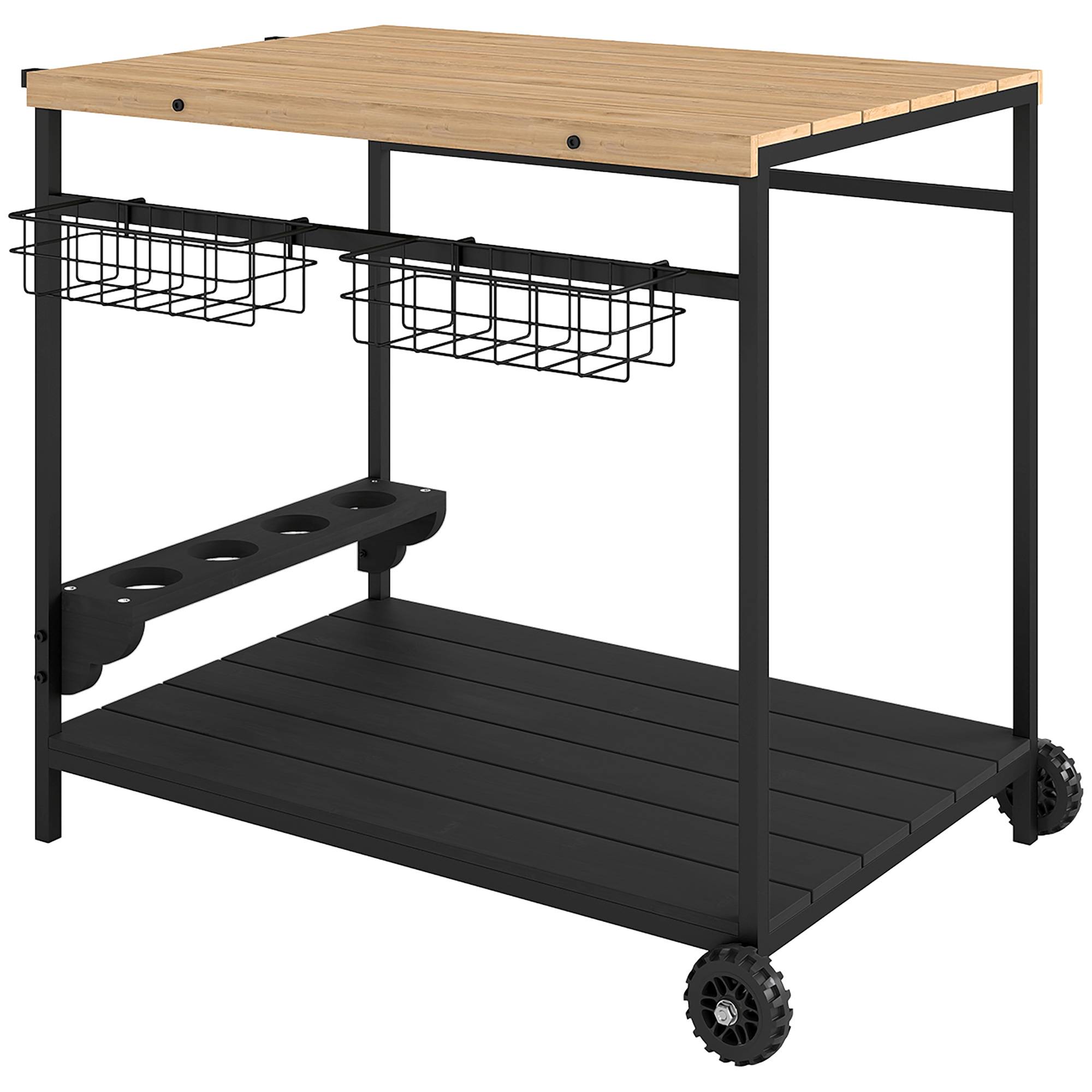 ComfortXL - Desserte de jardin bois et acier 97,5 x 65 x 81 cm service plancha barbecue - ComfortXL Outdoor Living - Image 1