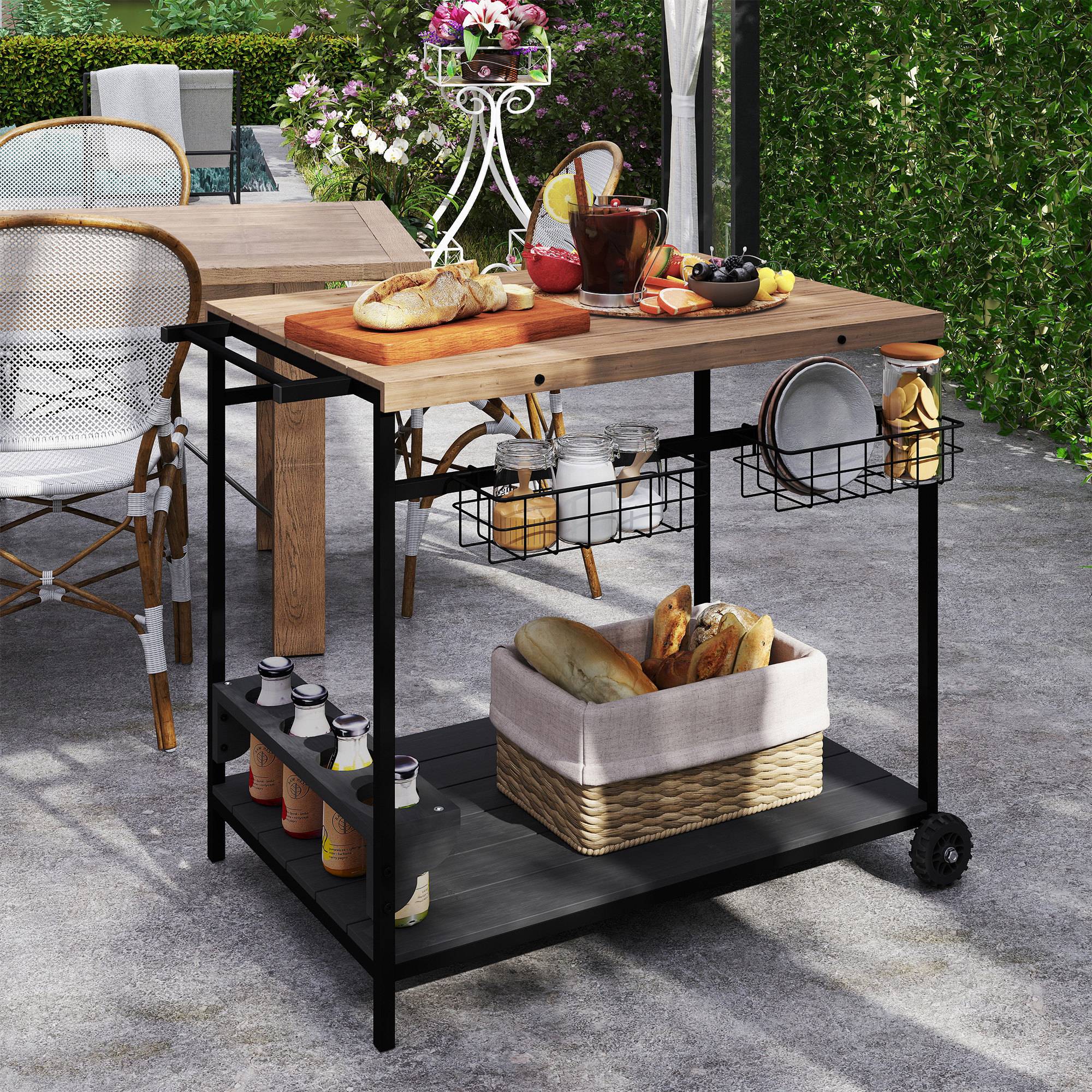 ComfortXL - Desserte de jardin bois et acier 97,5 x 65 x 81 cm service plancha barbecue - ComfortXL Outdoor Living - Image 9