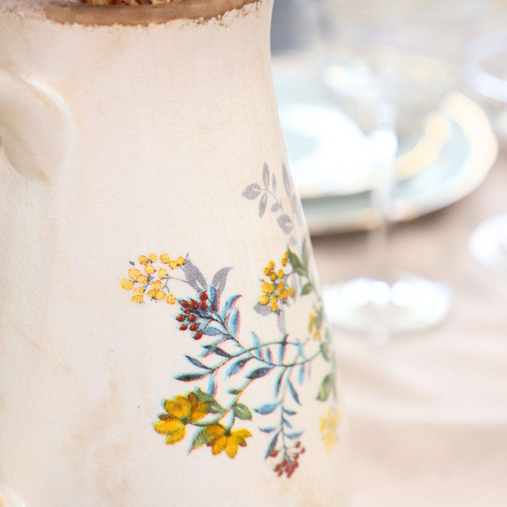 Pichet vase en céramique beige 20 x 14 x 25 cm Chemin de campagne - Imagen 4