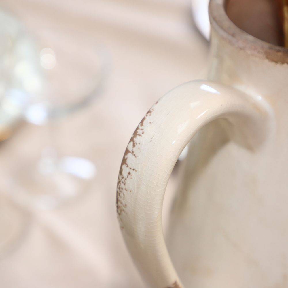 Pichet vase en céramique beige 20 x 14 x 25 cm Chemin de campagne - Imagen 5