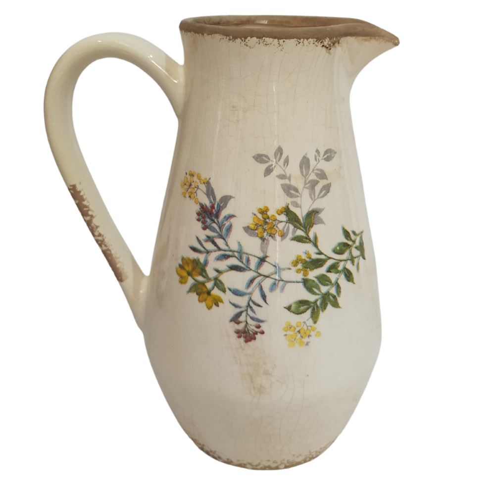 Pichet vase en céramique beige 20 x 14 x 25 cm Chemin de campagne - Imagen 1