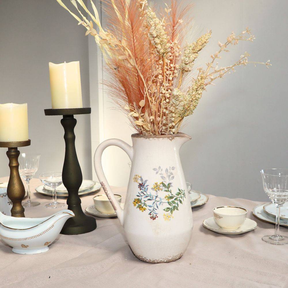 Pichet vase en céramique beige 20 x 14 x 25 cm Chemin de campagne - Imagen 2