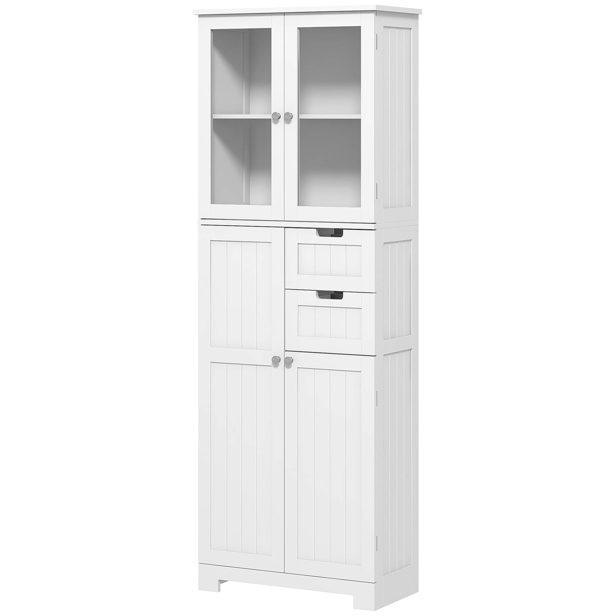 Sans Marque - Meuble salle bain haut 4 Portes 2 Tiroirs 60x30x170cm Blanc - Image 2