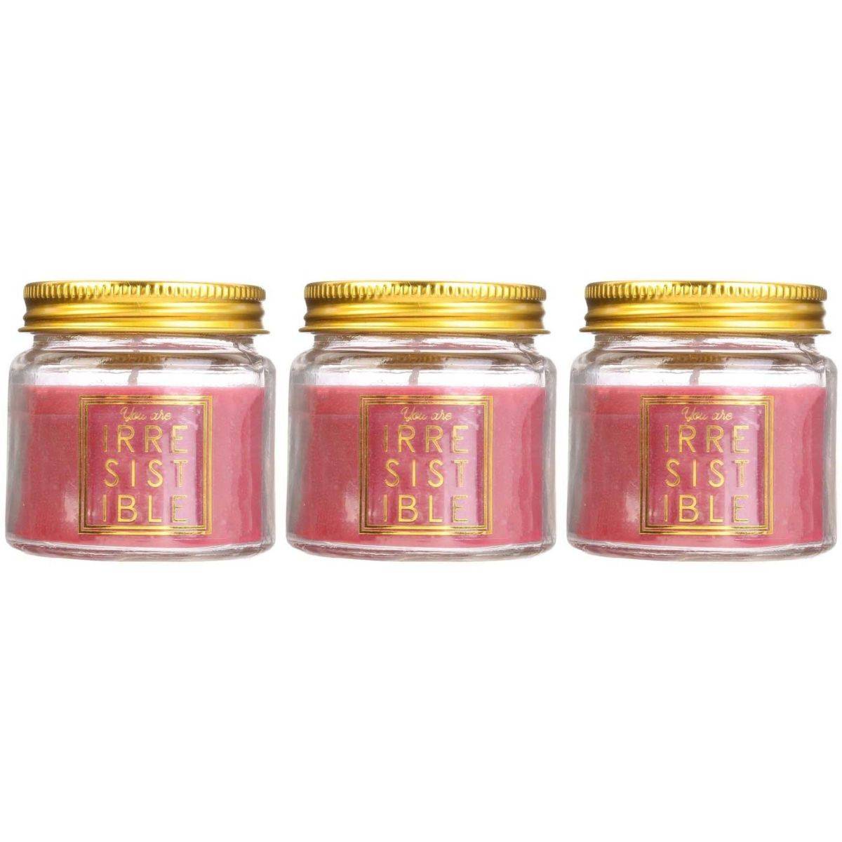 The Home Deco Factory - Bougie en pot message scintillant senteur fleur de coton (Lot de 3) - Imagen 1