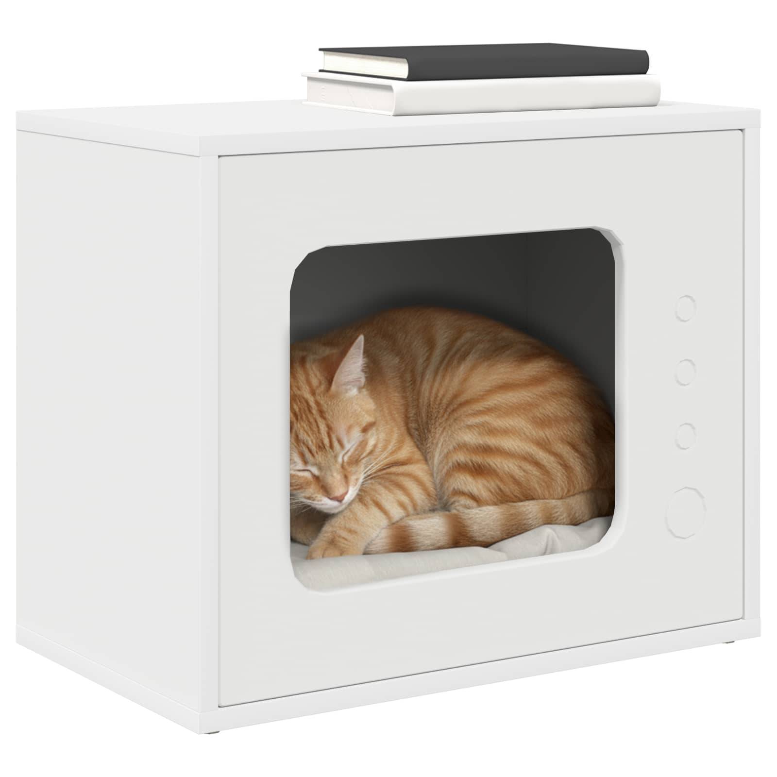 Maison Chat Design Bois Moderne Repos Blanc 51cm pour Chat Confortable - ComfortXL Outdoor Living - Image 3