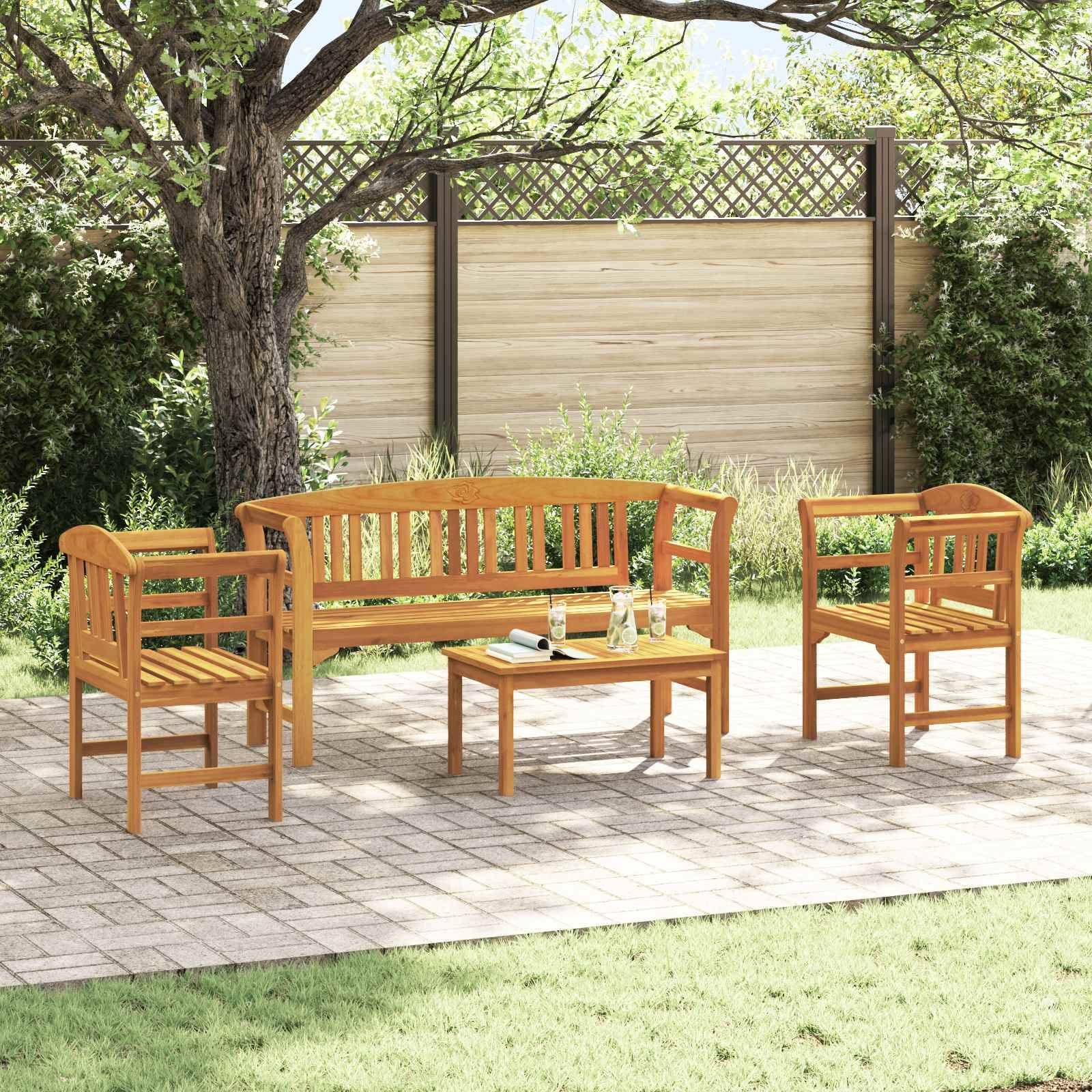 Vidaxl - Ensemble de salon Rose de jardin 4 pcs Bois d'Acacia Massif vidaXL 3416309 - Image 1