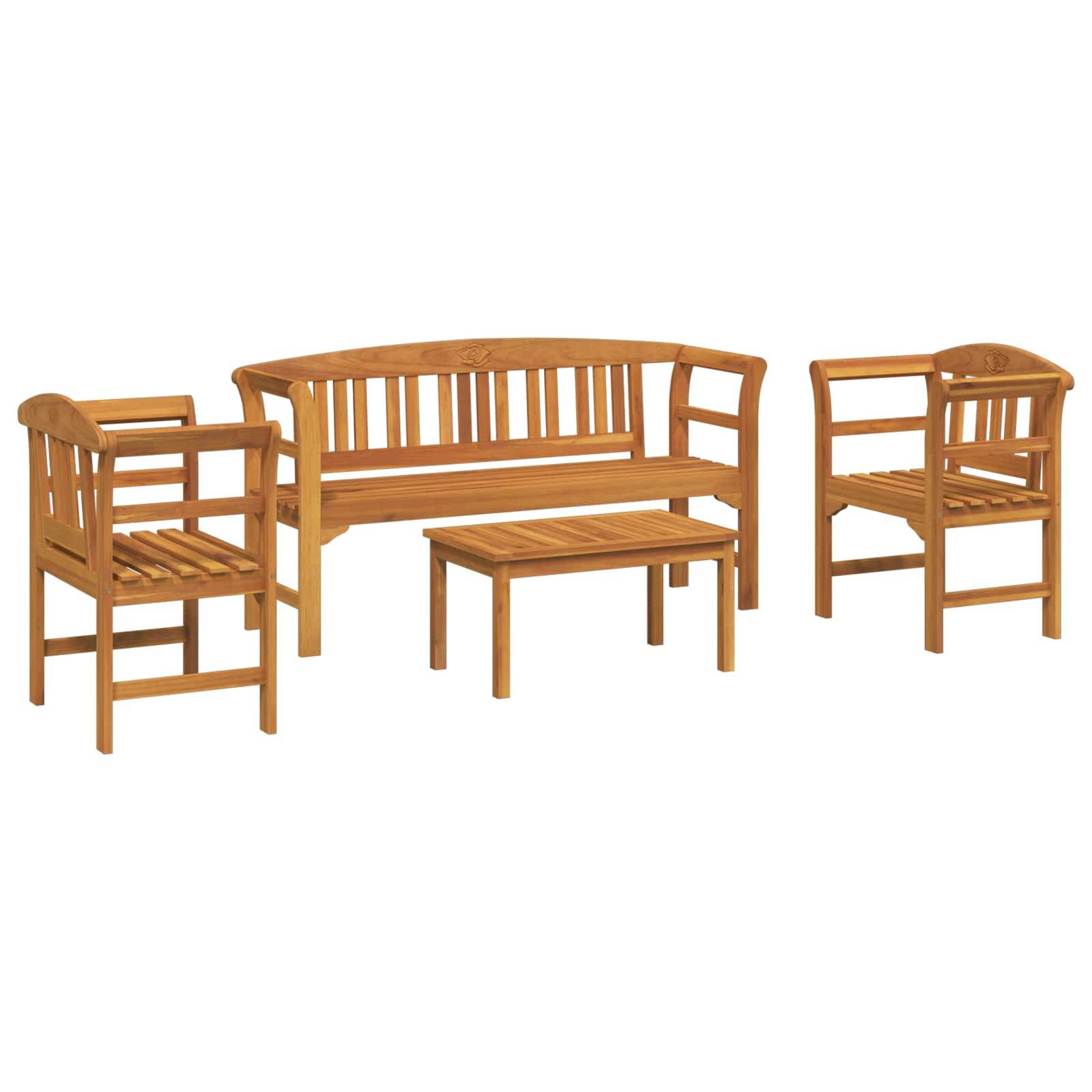 Vidaxl - Ensemble de salon Rose de jardin 4 pcs Bois d'Acacia Massif vidaXL 3416309 - Image 2