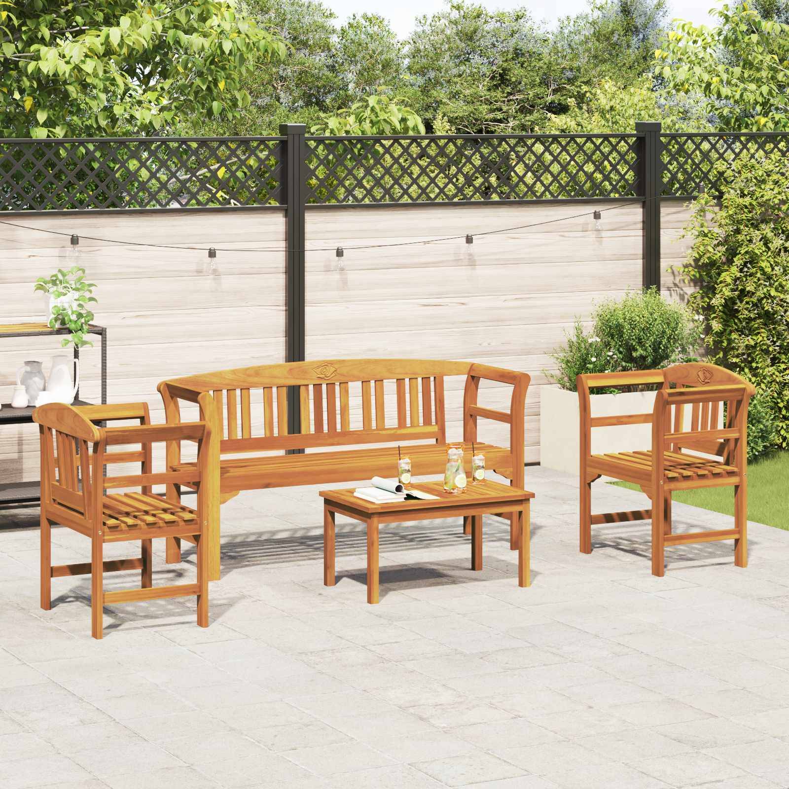 Vidaxl - Ensemble de salon Rose de jardin 4 pcs Bois d'Acacia Massif vidaXL 3416309 - Image 5
