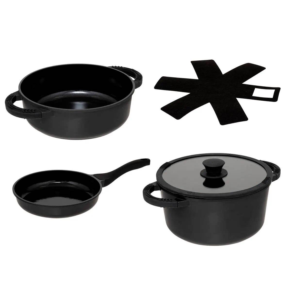 Batterie de Cuisine 6 Pièces "Fonte" 45cm Noir - Image 1