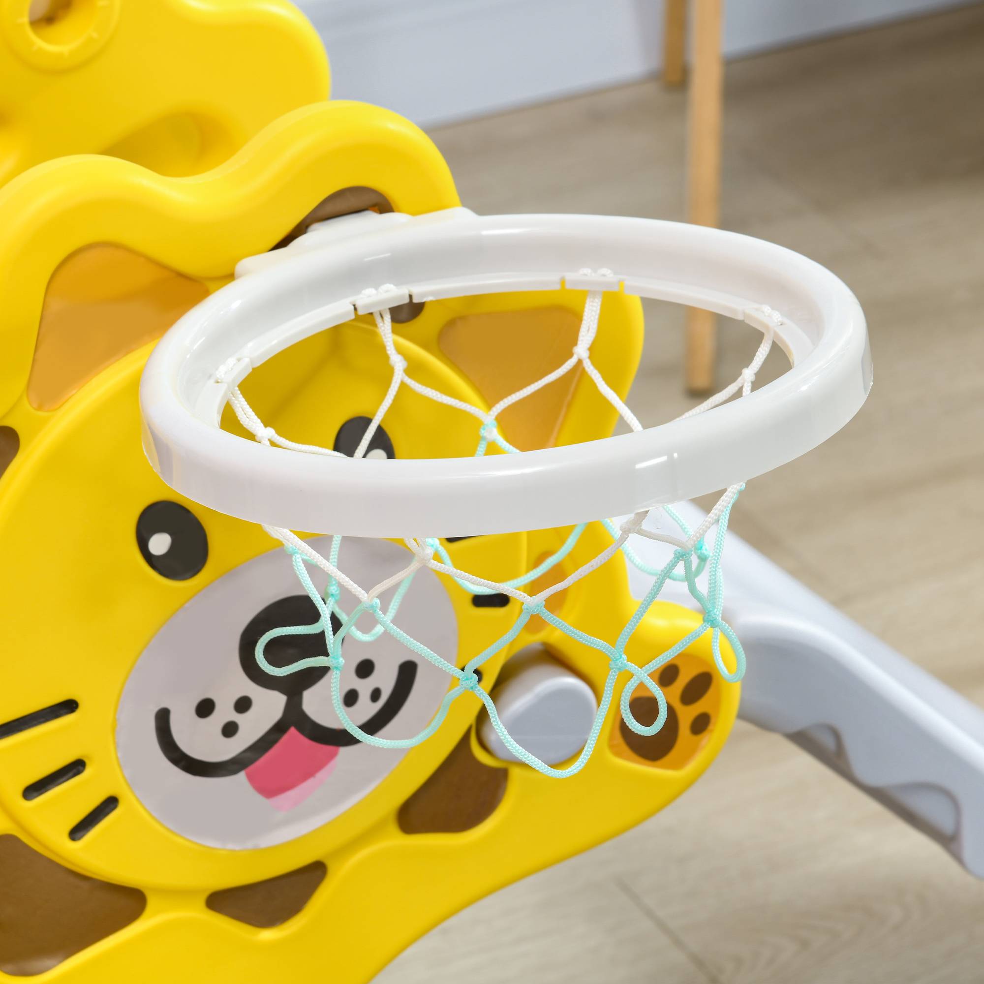 Toboggan pour enfants intérieur extérieur avec panier de basket pour les enfants de 18 à 36 mois, jaune, gris - Image 10