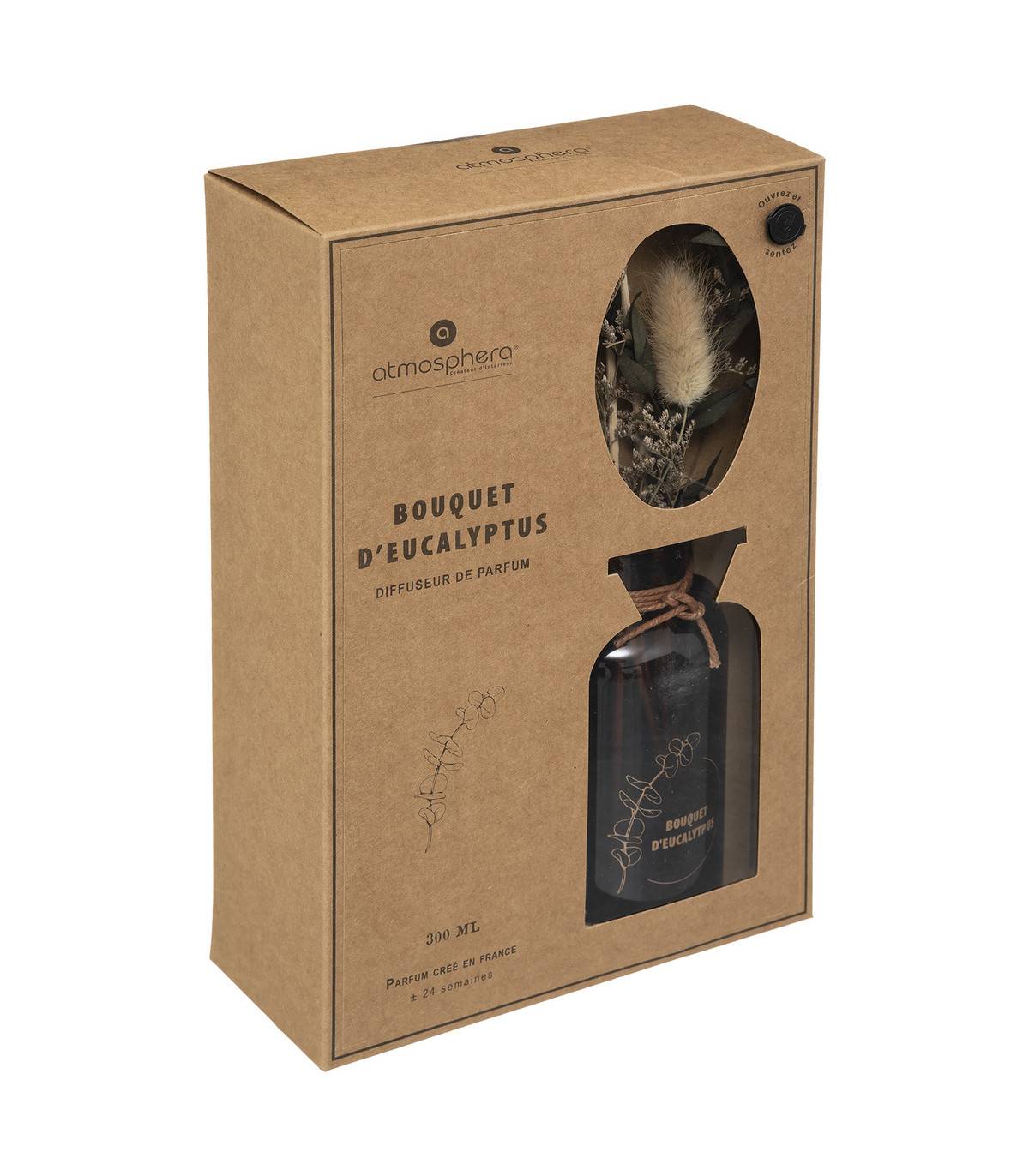 Diffuseur de parfum Bouquet d'Eucalyptus 300 ml avec Bâtonnets et Fleurs séchées - Imagen 2