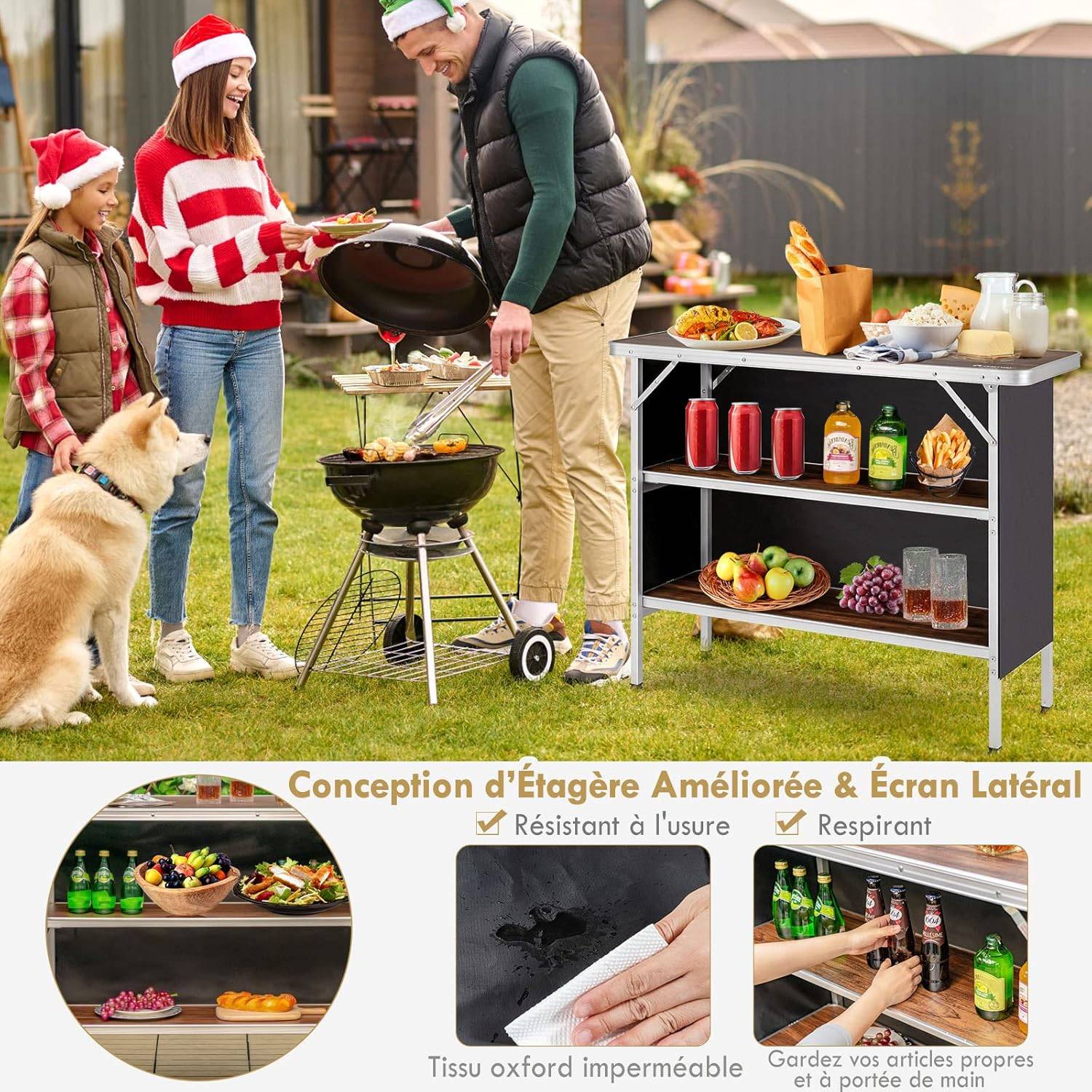 Costway - Table de camping pliante 110 x 38 x 88 cm-en Aluminium - Image 2