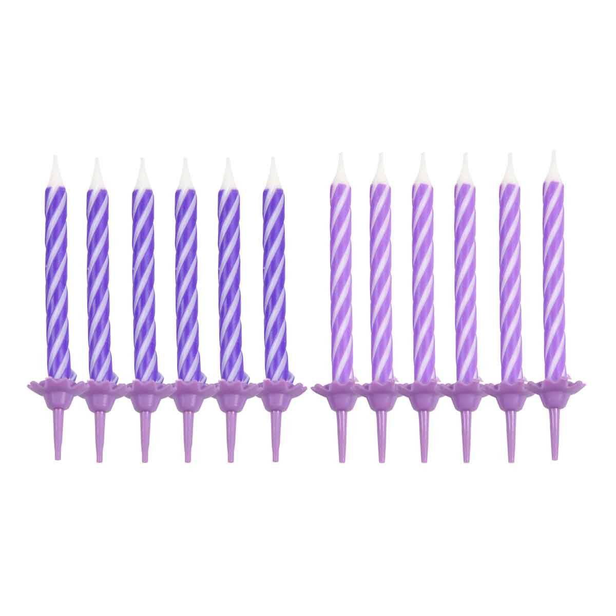 Lot de 24 Bougies d'Anniversaire "Nuance" 6cm Prune - Image 1