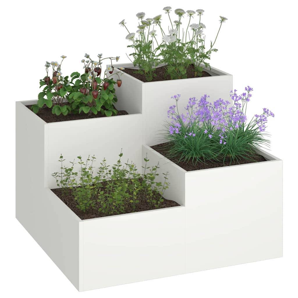 Cache-pot | Bac à fleurs de jardin Blanc 80 x 80 x 60 cm Acier - Image 3