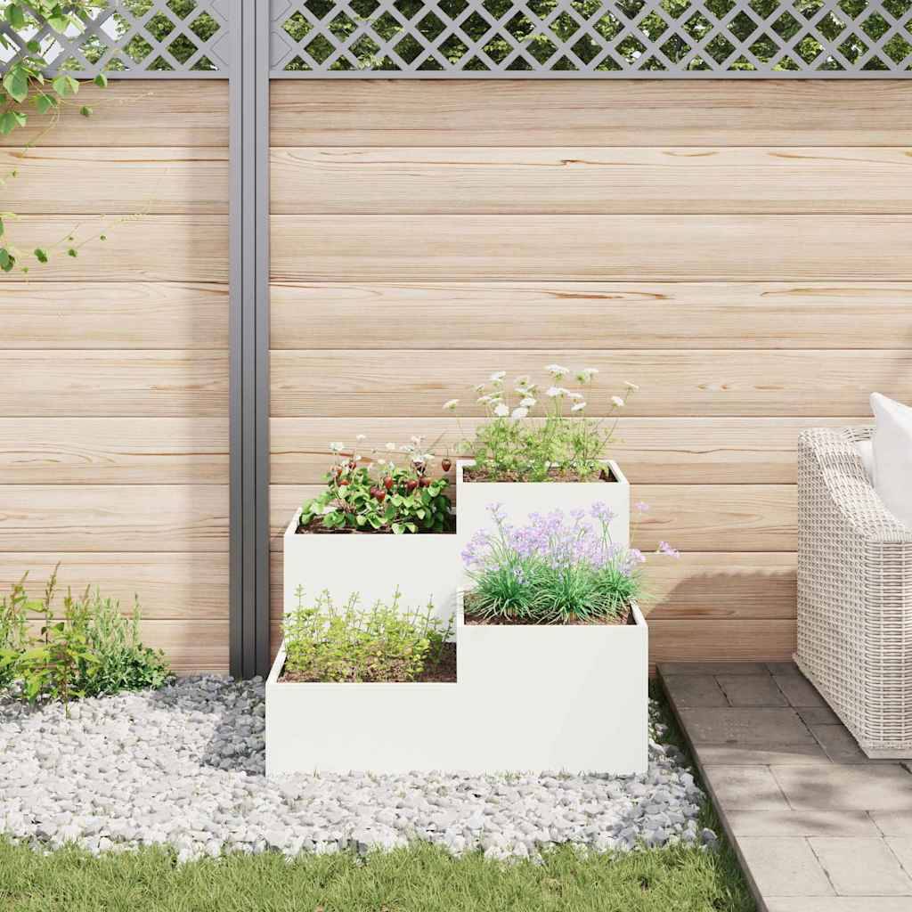 Cache-pot | Bac à fleurs de jardin Blanc 80 x 80 x 60 cm Acier - Image 4