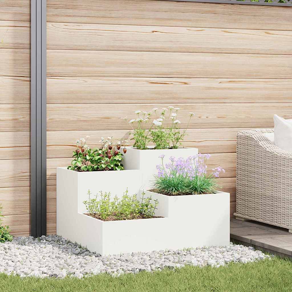 Cache-pot | Bac à fleurs de jardin Blanc 80 x 80 x 60 cm Acier - Image 2
