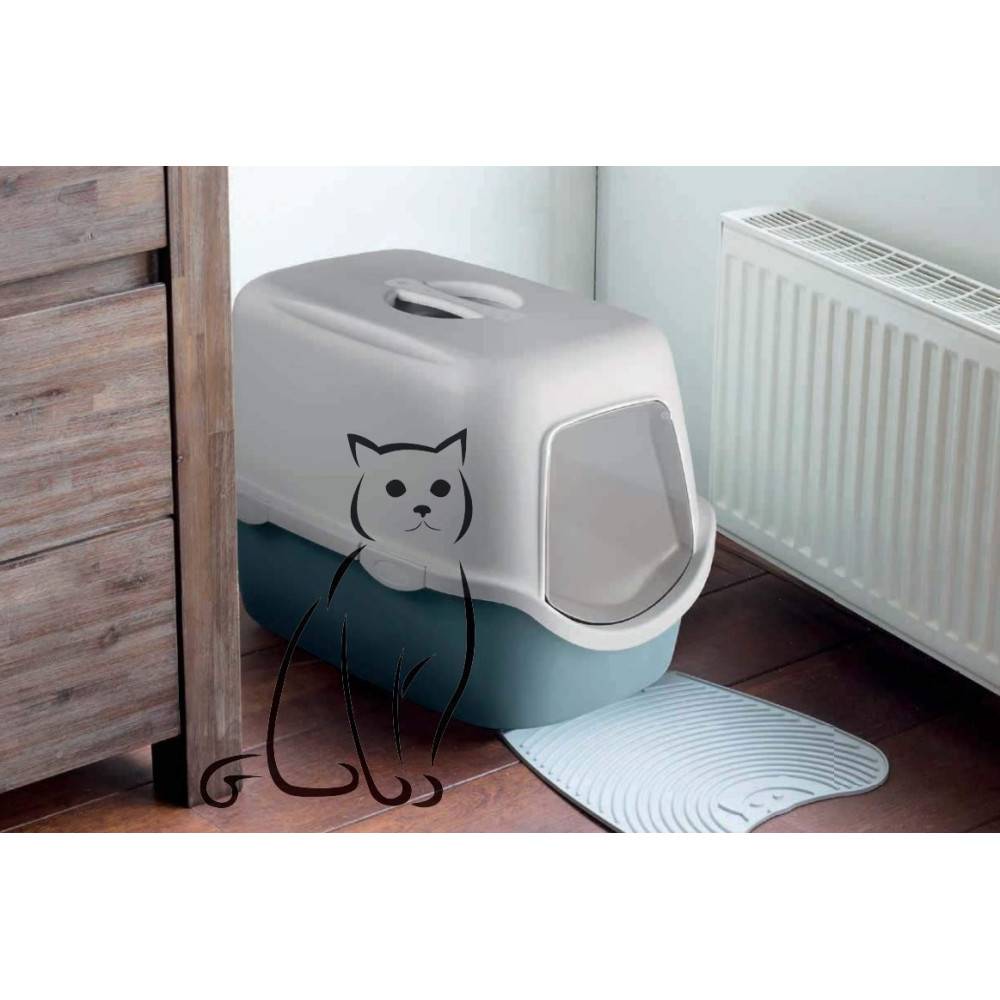 Maison de toilette Cathy filtre bleu acier 40 x 56 x H40 cm,  pour chat - Imagen 2