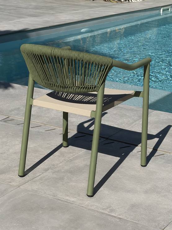 Dcb Garden - Ensemble repas de jardin en aluminium 8 places - Vert olive - HANOI - Image 7