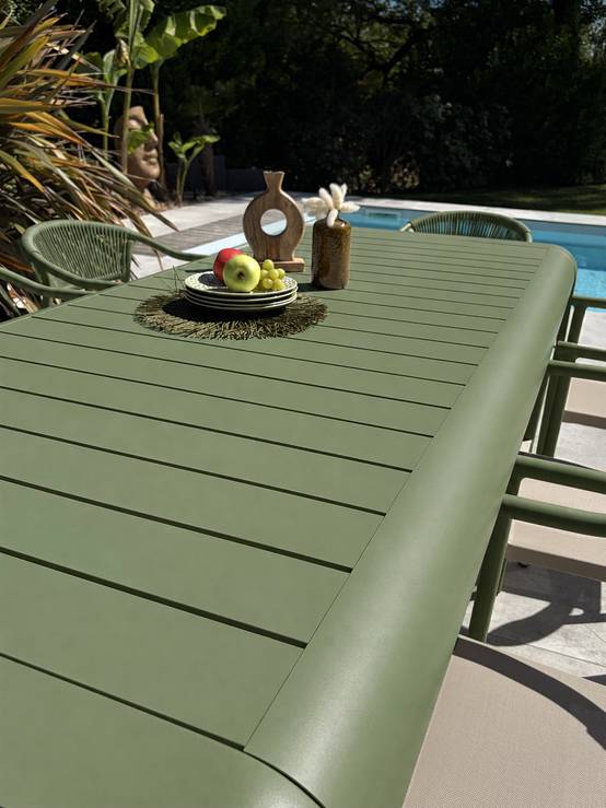 Dcb Garden - Ensemble repas de jardin en aluminium 8 places - Vert olive - HANOI - Image 4